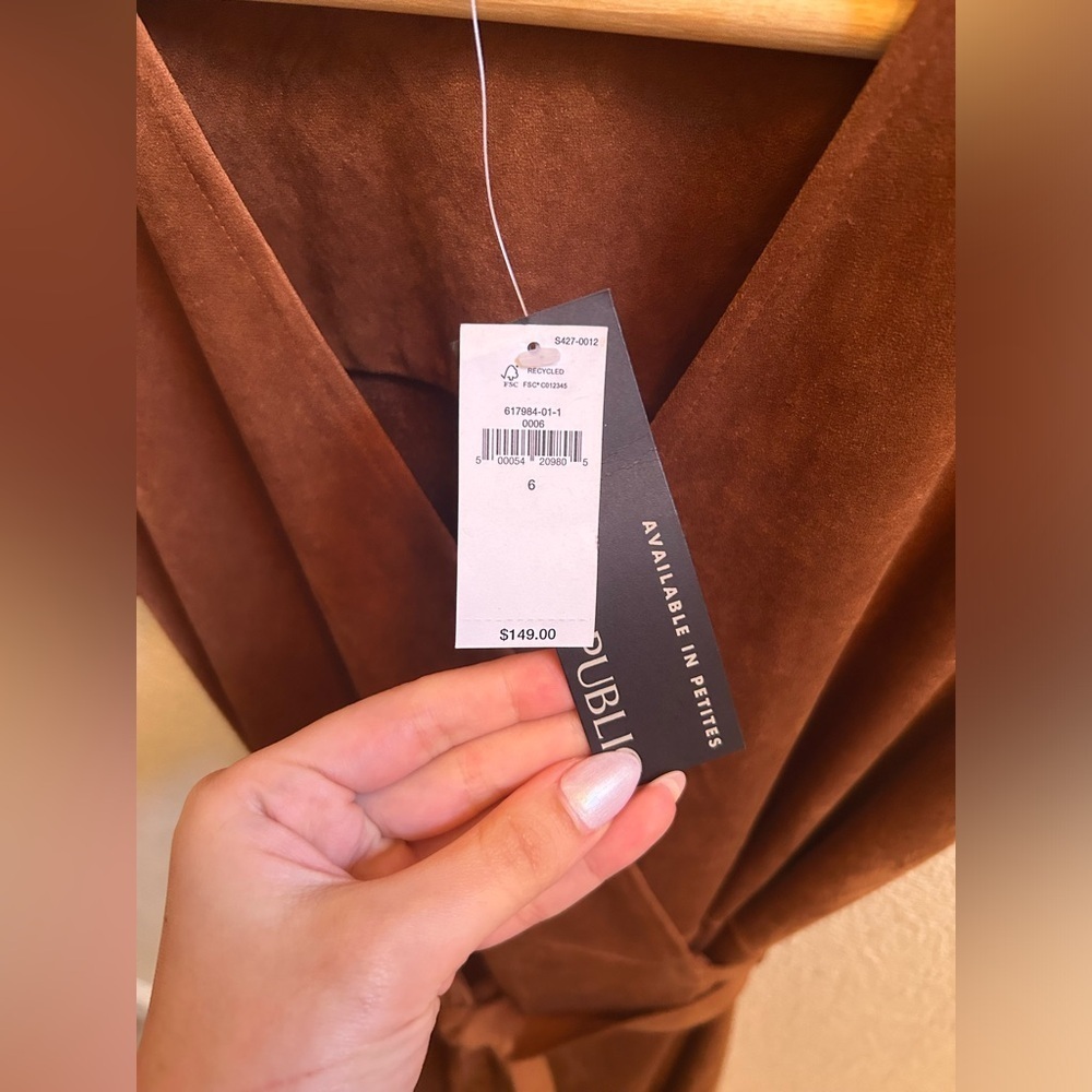 NWT BANANA REPUBLIC Faux Suede Wrap Midi Dress - Picture 7 of 8